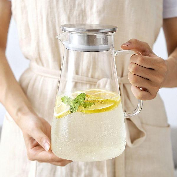  스텐캡 내열 유리 물병 저그 카페 글라스 보틀 1.5L