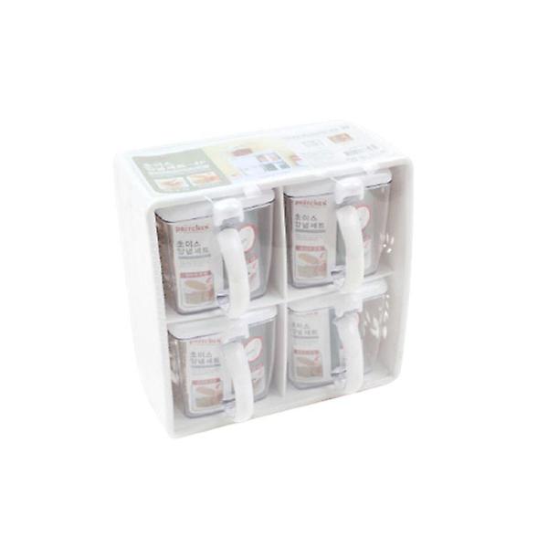  2단 원터치 뚜껑 조미료 양념보관통 스푼 세트 4P