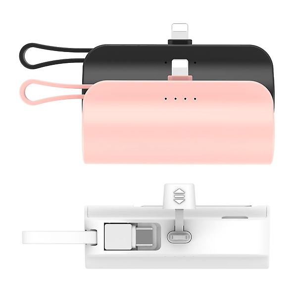  스마텍 5000mAh 2포트 일체형 미니 보조배터리(8핀/C타입) STPB-DB5
