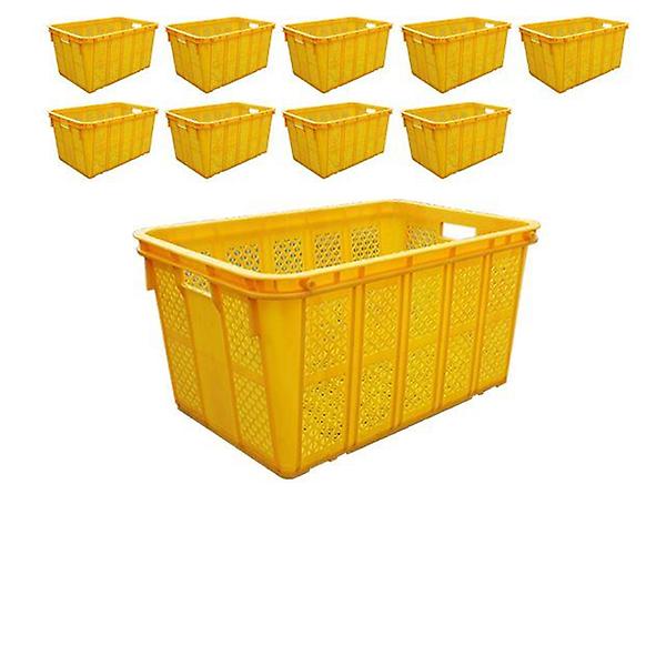 철고리와 바퀴가 없는 136L 노랑색 운반상자 X 10개입
