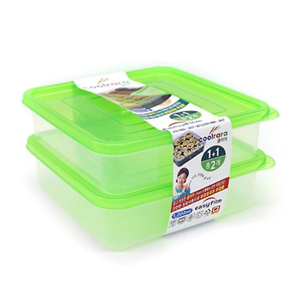  정사각 5호 간편 위생 밀폐용기 1200ml 2p세트
