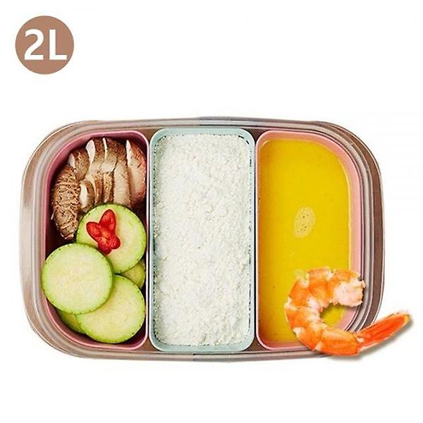  다용도 칸칸3칸 밀폐용기 2L 냉장고정리함 반찬용기