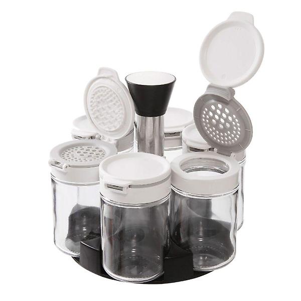  시노글라스 듀얼홀 이중뚜껑 양념병 화이트 7P 거치대