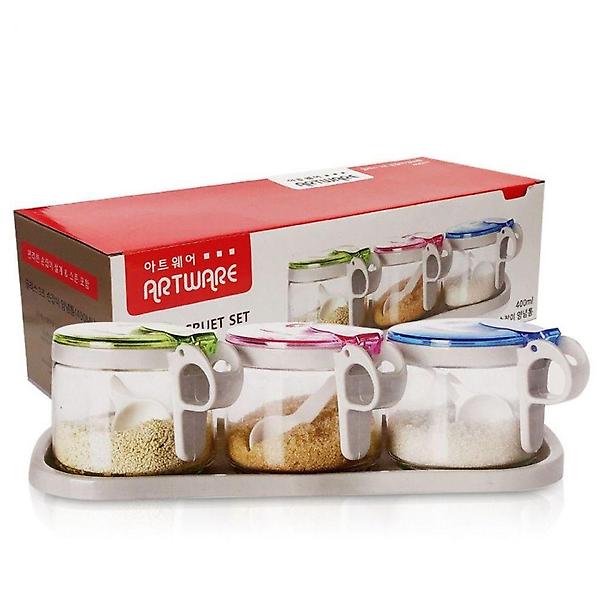  400ml 원형 소금통 조미료통 3개세트 손잡이 양념통