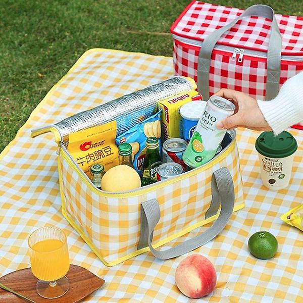  (앙상블) 체크 보냉 가방 여름 런치백 피크닉 보냉백