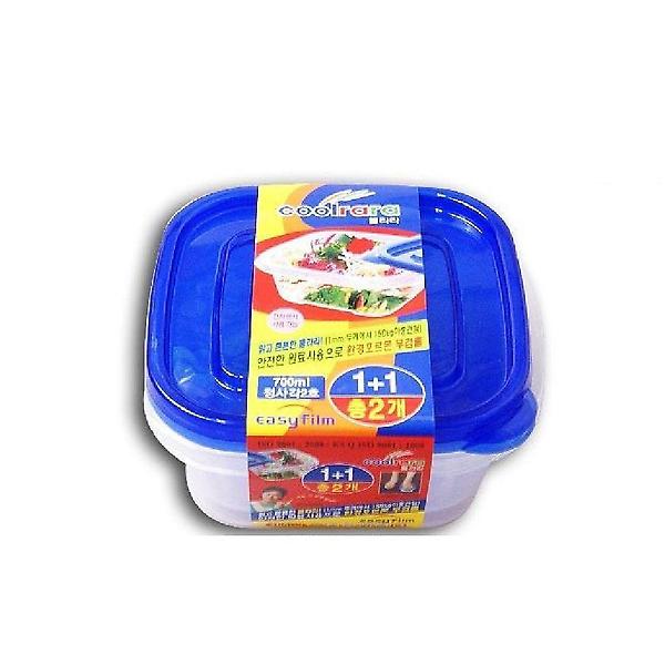  김치보관통 반찬통 밀폐용기 정사각2호 700ml 2P
