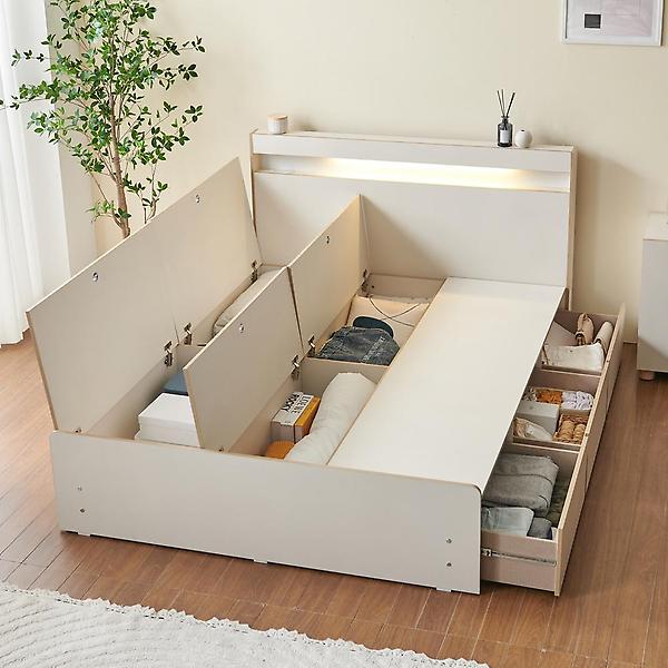  아이앤 프레아 LED헤드 3서랍 수납 침대프레임 Q B형