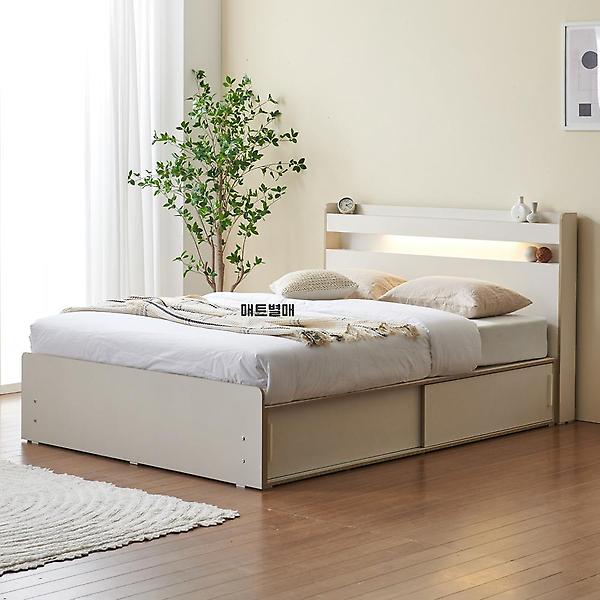  아이앤 프레아 LED헤드 슬라이딩 수납 침대프레임 Q A형