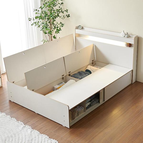  아이앤 프레아 LED헤드 슬라이딩 수납 침대프레임 Q A형