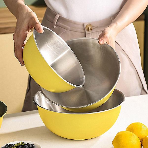  옐로우 스텐레스 믹싱볼 셀러드 디저트 그릇 3종