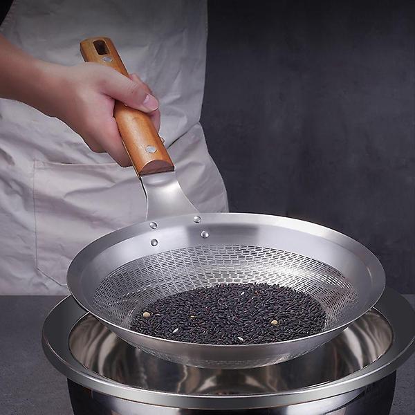  스텐 튀김 채망 채반 우드 건지기 뜰채 26cm 특대형