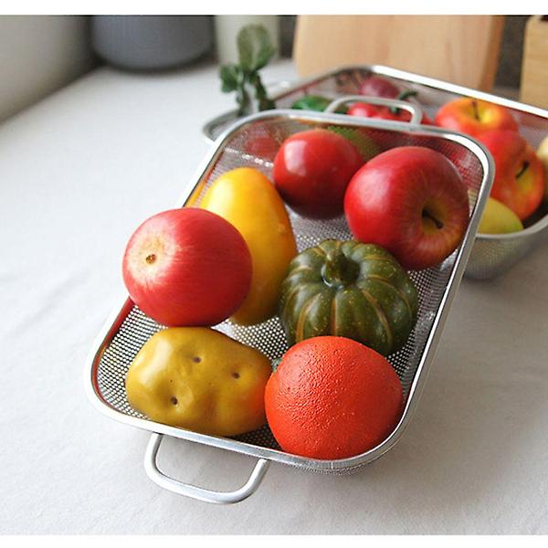  스텐 채반 겸 바구니 대 1P 야채 과일 타공 바스켓