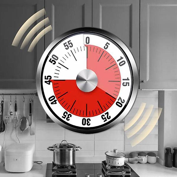  화이트 기계식 타이머 태엽방식 마그네틱 자석 수업용