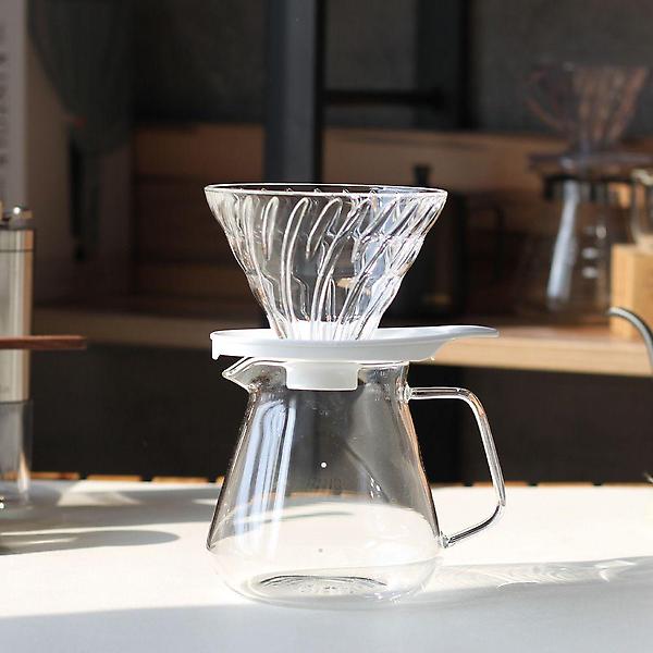  하리오 V60 글라스 드리퍼 핸드드립세트 1-4인 화이트