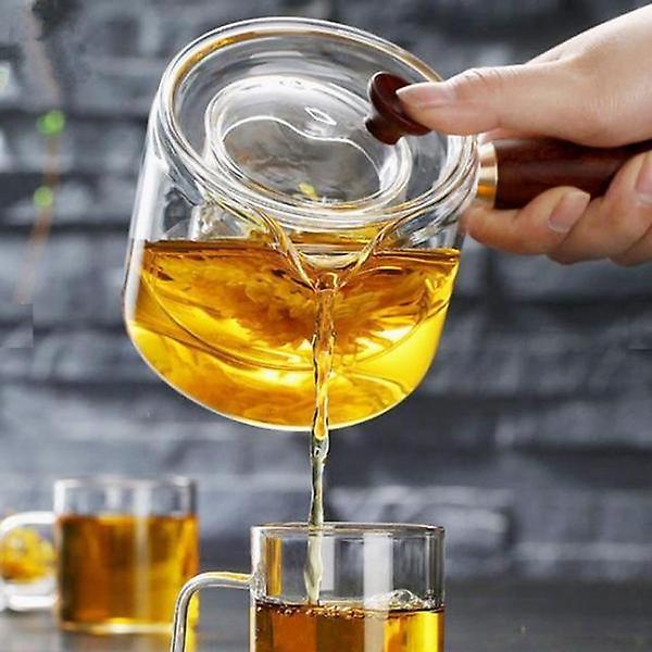  우드손잡이 엔틱 차포트 유리 티포트 티팟 티폿 400ml