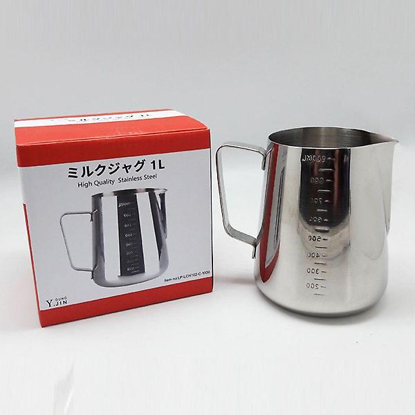  스테인레스 눈금 계량 밀크저그 1000ml 우유 스팀피쳐