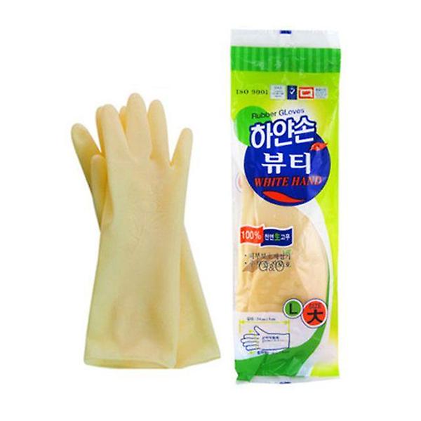  하얀손 뷰티 고무장갑 아이보리 L(대) 10켤레