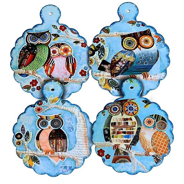  도자기 냄비받침 4종셋 세라믹 부엉이 올빼미 받침대