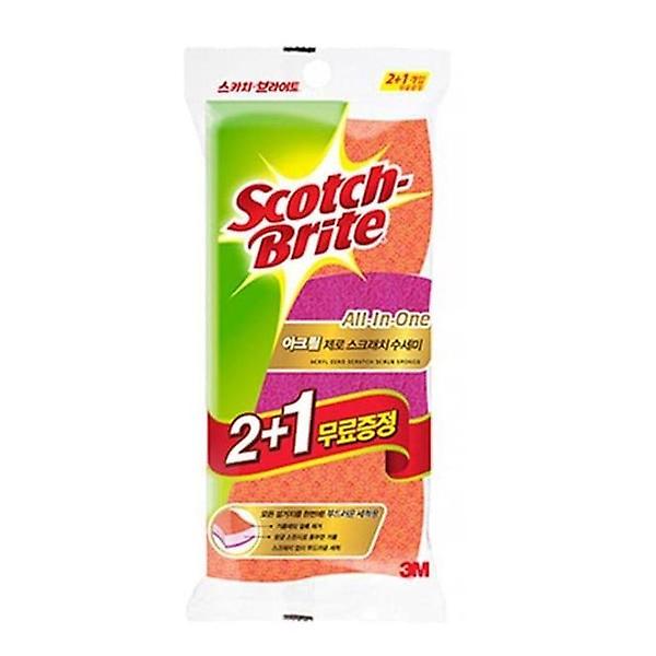  3M 수세미 스펀지 노스크레치 아크릴 주방 수세미 3P