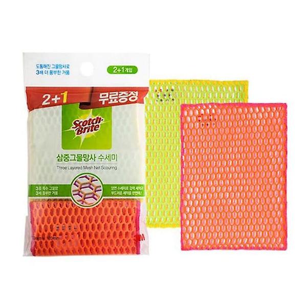  3M 수세미 삼중 그물 망사 주방 수세미 3개입