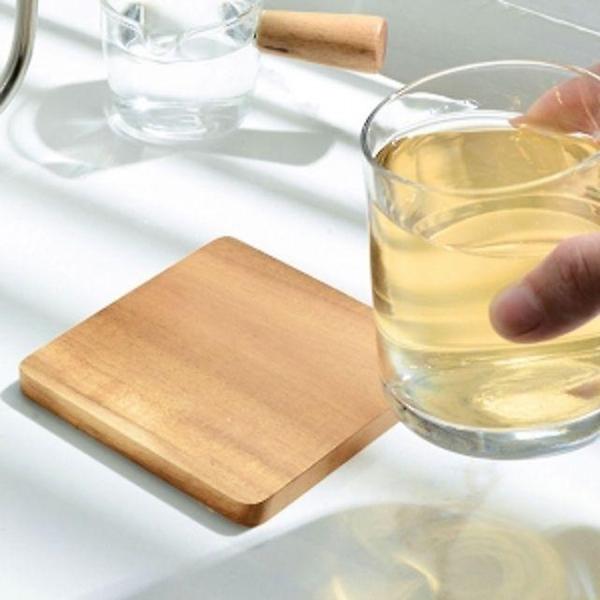  무드 플랫사각 우드코스터 컵받침 2p 티코스터