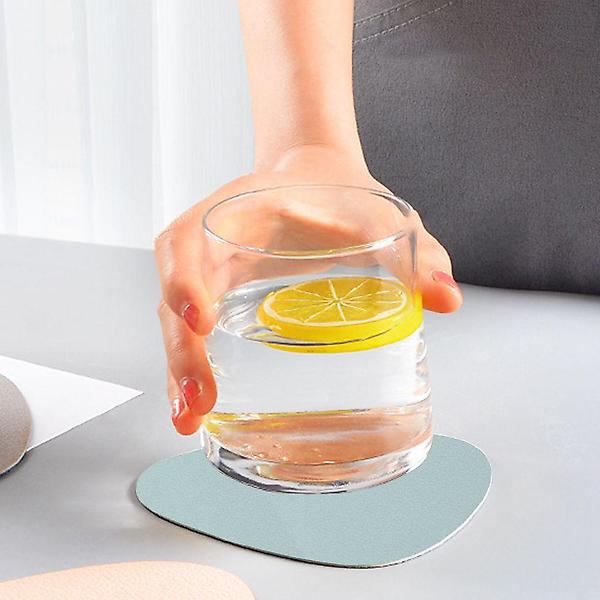  페블 양면 가죽 컵받침 4p세트 스카이+실버 티코스터