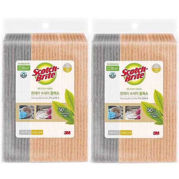  원데이 수세미 플러스 60매(소프트40매+강력20매) x 2