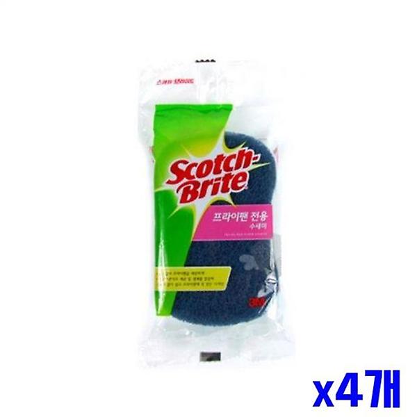  위생적인 프라이팬 전용 수세미 x4개 주방용수세미