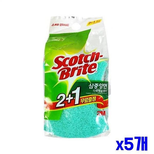  거품 잘 나는 삼중 양면 다목적수세미 3개입 x5개