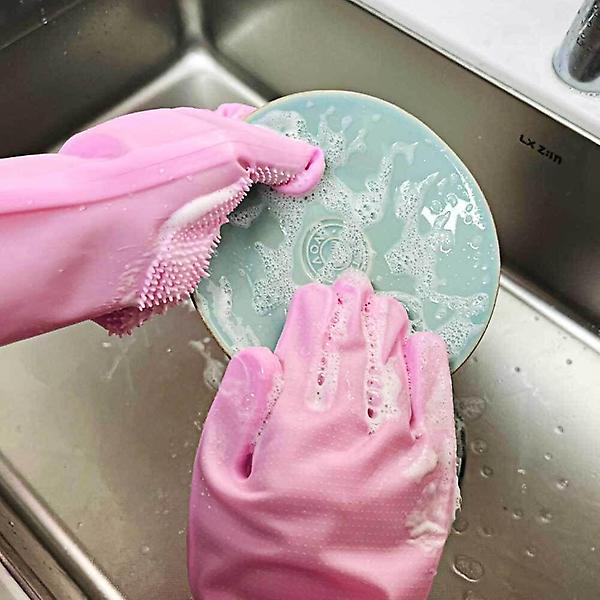  실리콘 설거지 수세미 장갑 핑크 설거지 수세미 고무