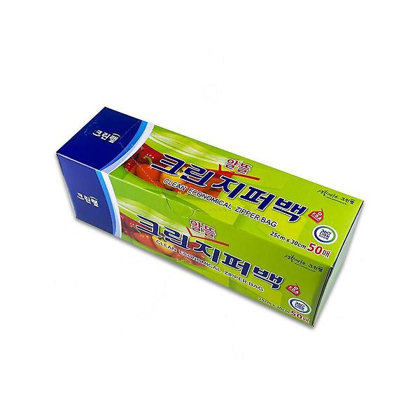  크린 알뜰 지퍼백 (대) 25cm X 30cm 50매 위생백 -O