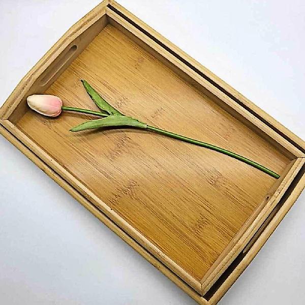  트레이 대형 우드 손잡이 직사각 원목 트레이