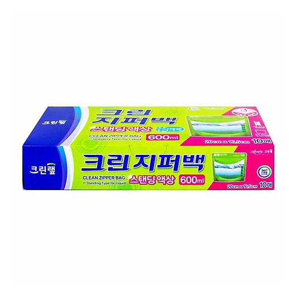  크린 스탠딩 액상 지퍼백-중 600ml 10매 크린N
