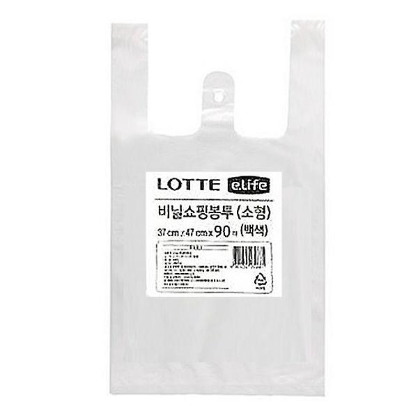  롯데 비닐쇼핑봉투 소형 37 x 47cm 90매 화이트