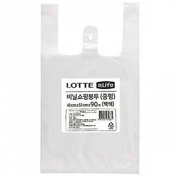  비닐봉투 중형 90매 화이트 1P 쇼핑 비닐백 비닐봉지