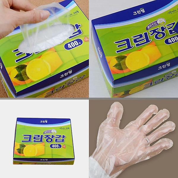  크린랩 크린장갑 400매 위생장갑 비닐장갑 일회용장갑