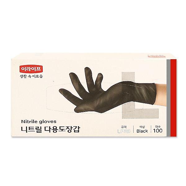  이라이프 니트릴장갑 L 100매 블랙