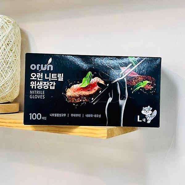  오런 니트릴 위생장갑 검정 100매(L)