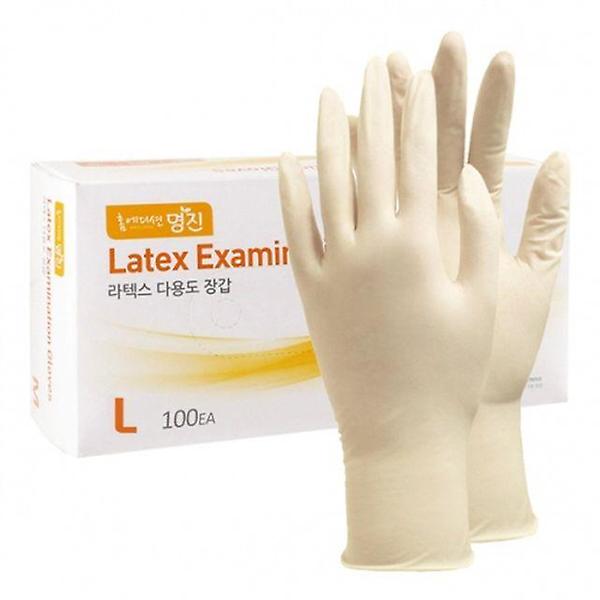  명진 라텍스 위생장갑 대 21.6x24cm 100매 아이보리