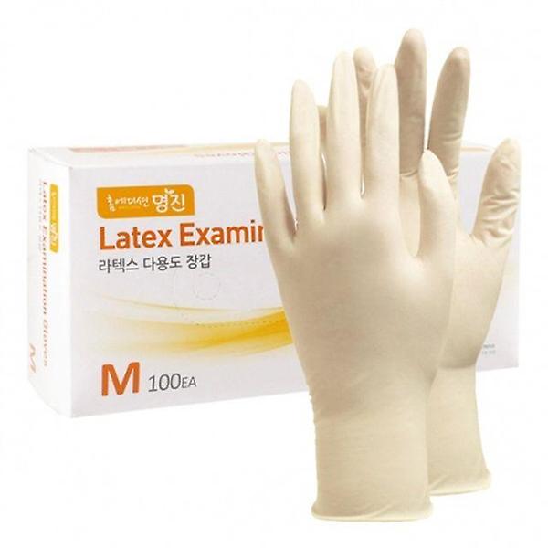  명진 라텍스 위생장갑 중 19x24cm 100매 아이보리
