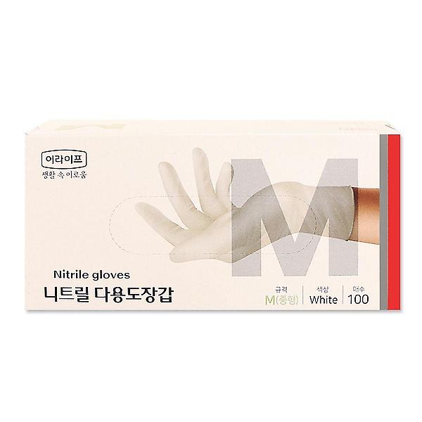  이라이프 니트릴장갑 M 100매 화이트