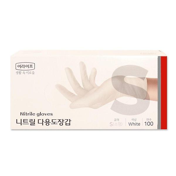  이라이프 니트릴장갑 S 100매 화이트