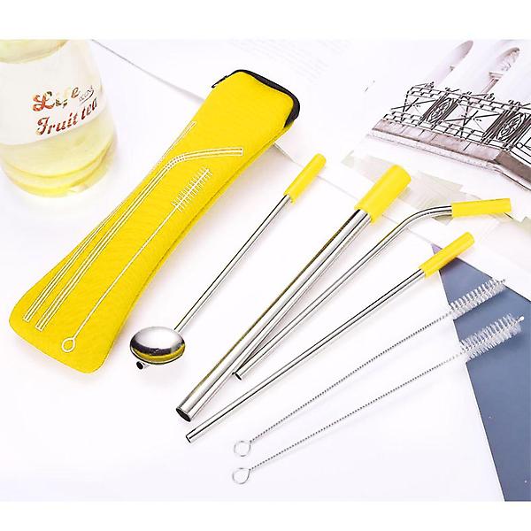  휴대용 스텐 빨대 6종 개인 버블티 재사용빨대 옐로우