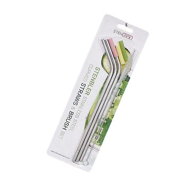  실리콘덮개 곡선 스텐 빨대 브러쉬세트 빨대청소솔