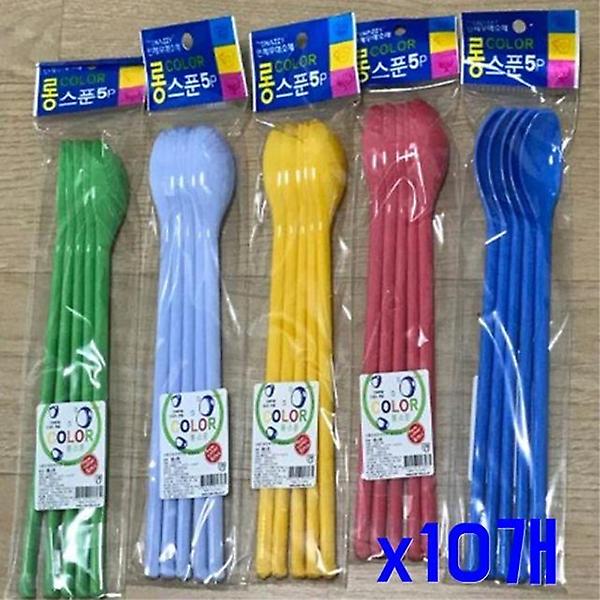  깔끔한 칼라 다용도 위생 롱스푼 5p x10개 디저트스푼