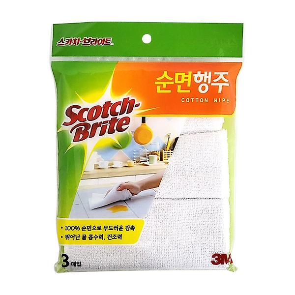  3M 순면 행주(3매입) 30x30 면행주 물수건 주방행주