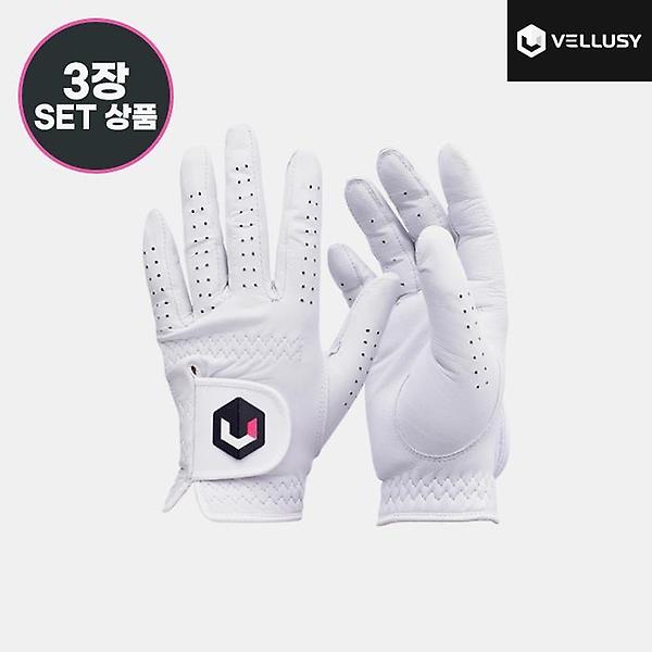  2023 벨루시 파워그립 클래식 여성(POWER GRIP CLASSIC) 양피 골프장갑[화이트][여성용/양손착용][3장묶음]
