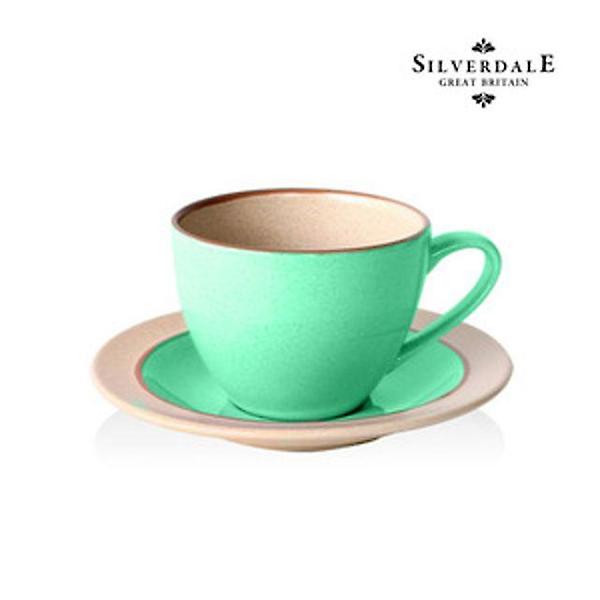  실버데일 고급 식기 민트그린 커피잔 플레이팅 그릇