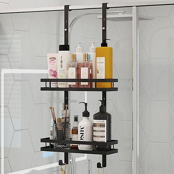  욕실용품 정리 무타공 2단 블랙 선반