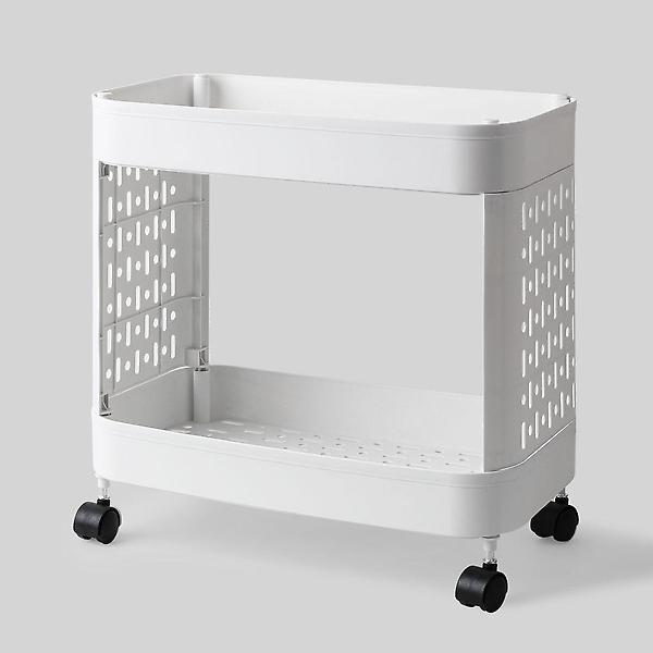  쉬운 2단 선반 슬림선반 화이트 와이드 이동식수납장